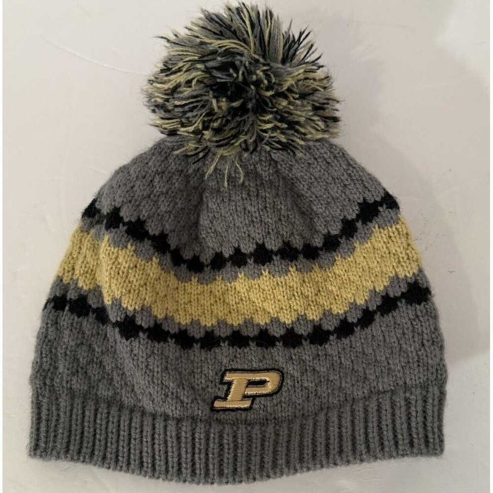 Purdue Boilermakers Uncuffed Pom Youth Legacy Beanie Hat NCAA Gay- Black-Gold